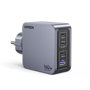 UGREEN 유그린 Nexode 160W GaN C타입 고속 충전기 4포트 USB-C타입& A타입 노트북 충전기 어댑터 갤럭시 S24/S23 맥북 프로 아이폰 17/16/15 호환