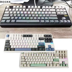 [SMTONE] Riccks RS8 객제화 무선 게이밍 기계식 키보드 87키 블루투스 RGB 4000mAh/8000mAh GASKET구조, 제조사축, 태극축(3모드)-4000mah, 그린