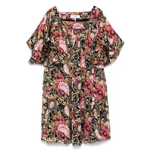 끌로에 플로럴 프린트 미니 드레스, 블랙계열+핑크계열, France 36(KR 55)