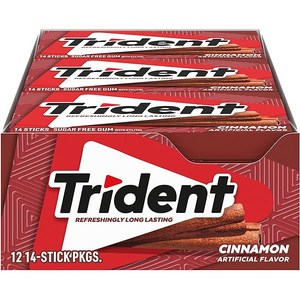 Trident 트리덴트 계피 무설탕 껌 15팩, 26.6g, 15개