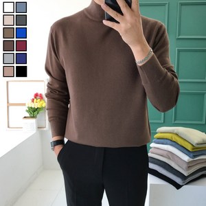 놈시크 M-4XL 남자 반폴라 니트 부드러운 캐시미어 스판 스웨터 빅사이즈