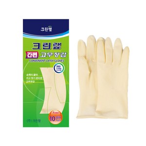 크린랩 간편고무장갑 10켤레 free size, 아이보리, 1개