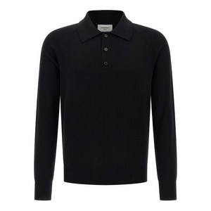 생로랑 울 버튼 폴로 셔츠, 블랙계열, Standard L