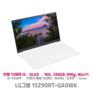 LG전자 2023 그램 990 15 코어i5 인텔 13세대, 스노우 화이트, 256GB, 16GB, WIN11 Home, 15Z90RT-GAOWK
