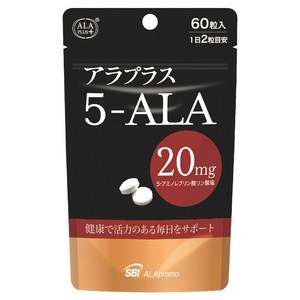 SBI 에스비아이 알라플러스5-ALA 20mg 60정 5-ALA 5-아미노레브린산 건강미용활력증진 [영양보충제], 1개