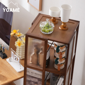 YOAME 빈티지 360도 회전 책장 5단, 빈티지 브라운