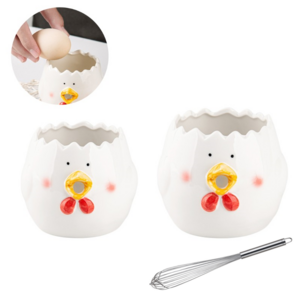 AOHAO 계란 분리기+거품기 세트 200/300 ml 주방 노른자 흰자 달걀분리 베이킹