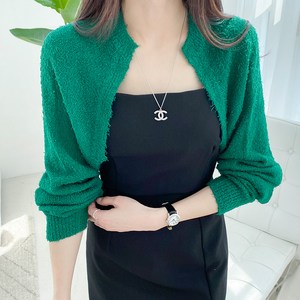 아모르데이 여성용 체르니가디건 볼레로 부클 긴팔 아우터 니트 가디건