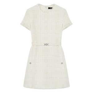 베르사체 체크 패턴 코튼 미니 드레스, 화이트계열, Italy 44(KR 77)