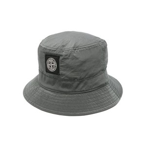 스톤 아일랜드 로고 패치 시어서커 버킷 햇