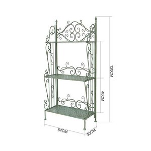 철재 화분 진열대 받침대 다육이 선반 다이 정리대, 옵션A 그린 - 3단 엔틱 진열대