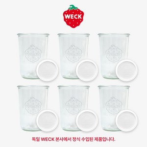 [WECK]몰드 743(850ml) 유리병 세트, 유리병+PE밀크 뚜껑 L (국내생산), 6개