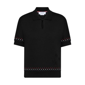 톰 브라운 스노우플레이크 자수 폴로 탑, 블랙계열, Italy 36(KR 33)