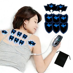 저주파 마사지기 EMS 무선 전신 안마기 EMS TENS MSG듀얼 채널 전용 겔패드 4세트 9가지 마사지 모드 30단계 강도조절 타이머 6단계로 수납팩