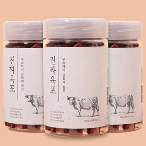 진짜육포 강아지 간식 져키 180g, 소고기, 3개