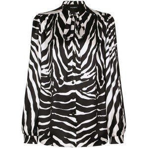 돌체앤가바나 지브라 프린트 새틴 셔츠, 블랙계열+화이트계열, Italy 38(KR 33)