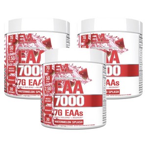 EVLUTIONNUTRITION EAA 7000 필수아미노산 워터멜론 스플래쉬 맛, 282g, 3개