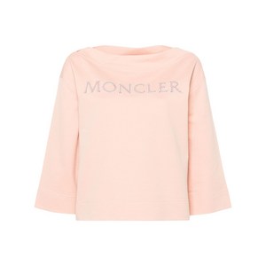 몽클레르 로고 아플리케 보트 넥 스웨트셔츠