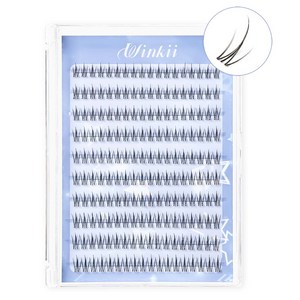 Winkii 노글루 속눈썹 자연스러운 투명라인 포인트 아이래쉬 9+10+11mm 풀 필요없음 180모 대용량, 필터, 1개