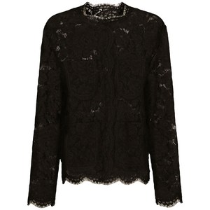 돌체앤가바나 플로럴 레이스 싱글 브레스티드 코트, 블랙계열, Italy 44(KR 66)