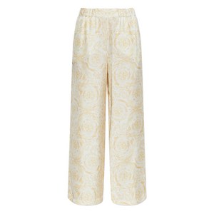 베르사체 플로럴 패턴 팬츠, 화이트계열+옐로우계열, Italy 42(KR 66)