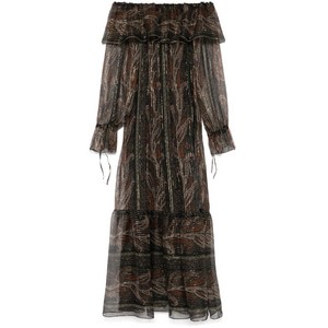 생로랑 페이즐리 무슬린 맥시 드레스, 블랙계열, France 34(KR 44)