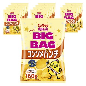 Calbee 빅백 콘소메펀치 포테토칩스 160g x 12봉지, 160g, 12개