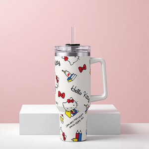 Tiger Pavilion 304 스테인리스 스틸 대용량 캐릭터 텀블러, 베이지, 1개