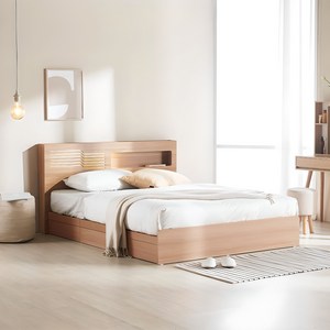 파로마 레아 프레임 수납형 합성목재 수납헤드 침대, 오크, 퀸