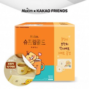[동서식품] 맥심 슈프림골드 100T + 카카오 춘식이 브런치 식기세트, 1개, 100개입, 14g