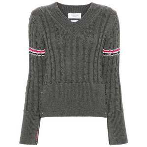 톰 브라운 RWB 스트라이프 케이블 니트 스웨터, 그레이계열, Italy 42(KR 66)