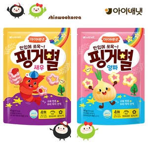아이배냇 아동용 핑거별 쌀과자 양파맛1개 + 새우맛1개, 30g, 2개