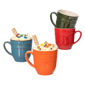 스타우브 에나멜 세라믹 컬러풀 머그잔 1028882 혼합색상 4개