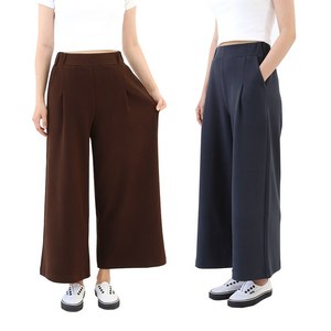 비비진 여성 고급 핀턱 편안한 와이드 밴딩 팬츠 통바지 1+1