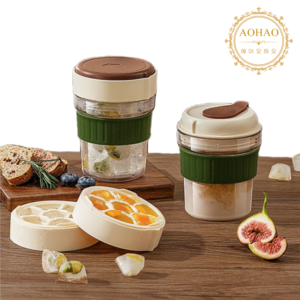 AOHAO 2in1 콜드컵+얼음 트레이 세트, 컵+얼음 트레이 3..., 칼색, 1세트