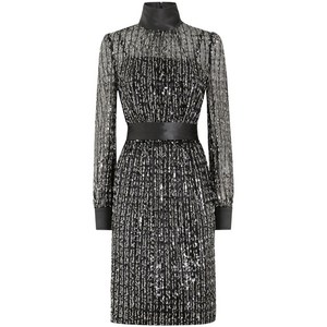 돌체앤가바나 시퀸 미디 드레스, 블랙계열+실버계열, Italy 48(KR 77)