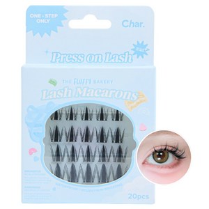 Char 핸드메이드 더 플러피 베이커리 래쉬 마카롱 인조 속눈썹, 블랙, 1개