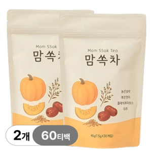카페인 없는 맘쏙차 늙은호박 볶은현미 루이보스 대추 호박 붓기차, 30개입, 1.5g, 2개