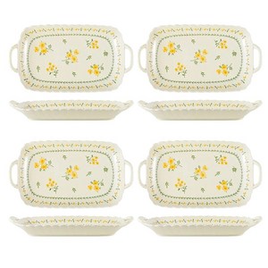 BLOWFISHFUGU 전원풍생선접시 목이버섯 어판 도자기 식판 과일 쟁반 30.5CM, 30.8*27cm, 옐로우, 4개