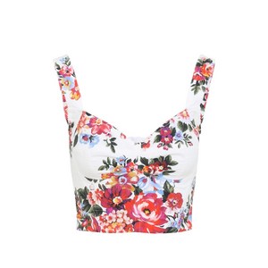 돌체앤가바나 플로럴 코튼 탑, 화이트계열, Italy 42(KR 55)