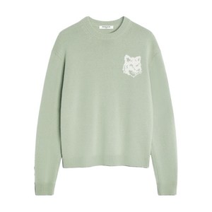 메종키츠네 폭스 헤드 크루 넥 스웨터, 그린계열, Standard L(KR 105)
