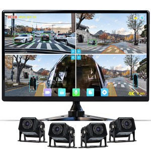 WINANON 4채널 터치 화물차 블랙박스 4K고화질 AI 생체인식 시스템 10.1인치 800만화소 1080P 128G 트럭 차량 풀세트