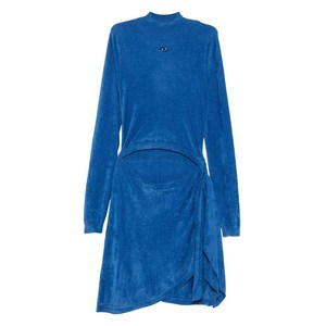 디젤 모크 넥 타이 프런트 드레스, 블루계열, Standard XS(KR 44)