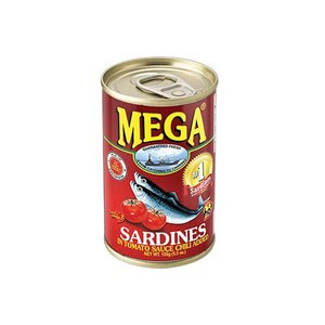 Mega Sadines in Tomato Sauce with Chili 메가 사딘스 토마토 칠리, 1개, 155g