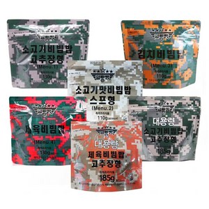 일빵빵 전투식량 6종세트[소고기비빔밥(고추장 스프)+김치비빔밥+제육비빔밥+대용량 소고기+대용량 제육비빔밥]