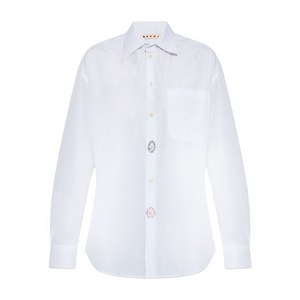 마르니 자수 디테일 코튼 티셔츠