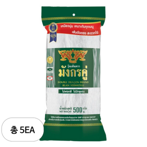 더블 드래곤 빈 버미셀리 녹두 당면, 500g, 5개