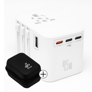 르웨이 GaN 45W 초고속 충전 5포트 고성능 해외 여행용 멀티 플러그 어댑터 최대 2500W