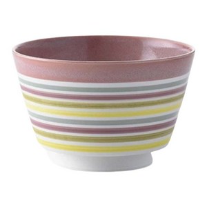 HASAMI WARE 파스텔 줄무늬 덮밥보울 L 420g, 레드, 1개