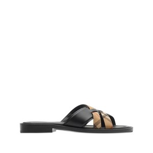 버버리 드리프트 크로스오버 체크 레더 샌들, Europe 42(KR 270), 블랙계열